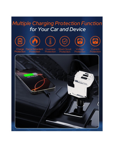 Cargador de Coche Retráctil 4 en 1 66W USB-C Shenzhen