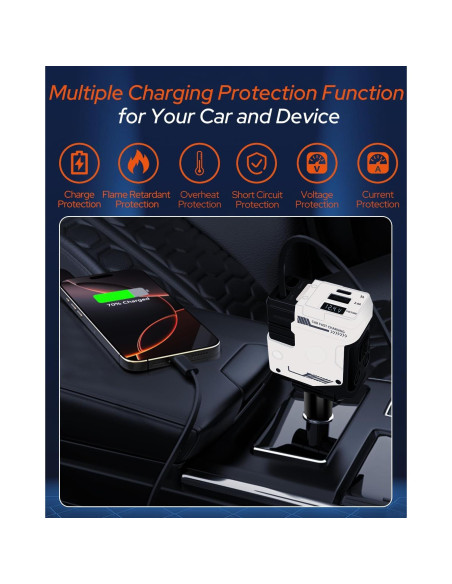 Cargador de Coche Retráctil 4 en 1 66W USB-C Shenzhen