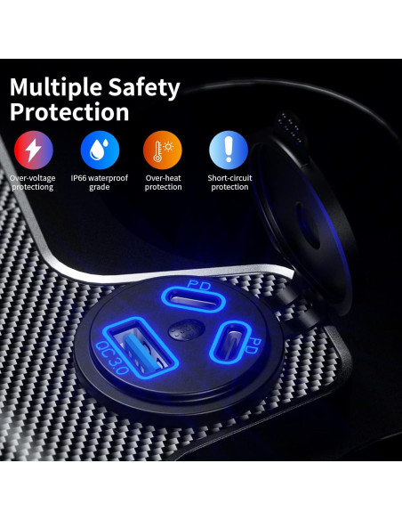 Cargador de Auto Kewig USB 12V 108W Doble PD3.0 y QC3.0