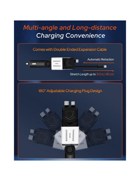 Cargador de Coche Retráctil 4 en 1 66W USB-C Shenzhen