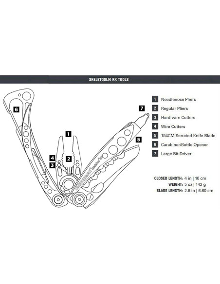 Multiherramienta LEATHERMAN Skeletool RX con Cuchillo Serrado