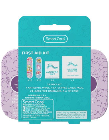 Kit de Primeros Auxilios Squishmallow 33PC con Curitas y Toallitas