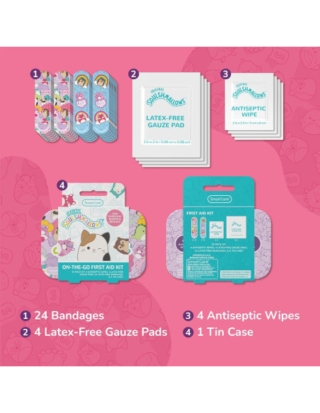 Kit de Primeros Auxilios Squishmallow 33PC con Curitas y Toallitas
