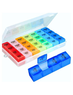 Organizador de Pastillas Semanal Mloowa 28 Compartimentos 4 Veces al Día