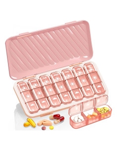 Organizador de Pastillas Semanal GloDeals Rosa 3 Dosis Diarias
