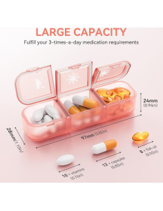 Organizador de Pastillas Semanal GloDeals Rosa 3 Dosis Diarias 2