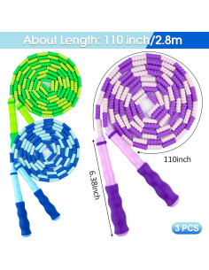 Cuerda de Saltar Ajustable PEASUG 2.79 m para Niños 8-12 Años 2