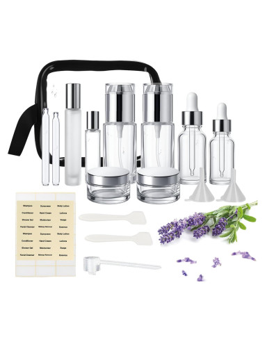 18 Botellas de Vidrio para Viaje FYAWME Aprobadas por TSA