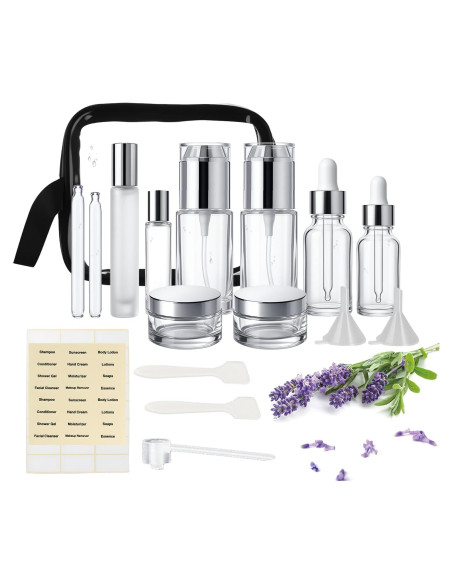 18 Botellas de Vidrio para Viaje FYAWME Aprobadas por TSA