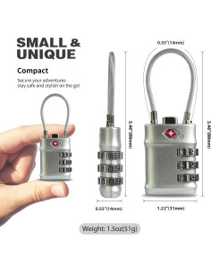 Candado de Combinación TSA UP Security - Negro y Plata 2