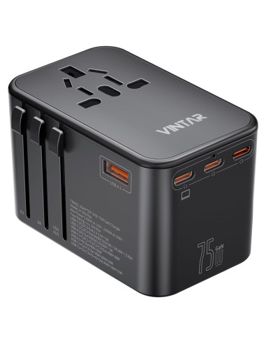 Adaptador de Viaje Universal VINTAR 75W con 5 Puertos USB