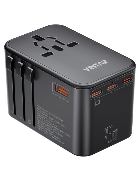 Adaptador de Viaje Universal VINTAR 75W con 5 Puertos USB