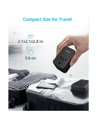 Adaptador de Viaje Universal VINTAR 75W con 5 Puertos USB