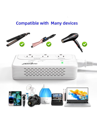 Convertidor de Voltaje 2000W Hoenjuno 220V a 110V con USB