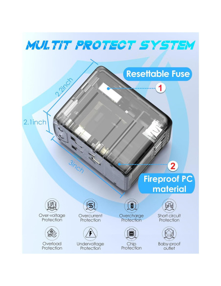 Adaptador de Viaje Universal URJD 35W Carga Rápida 6 Puertos