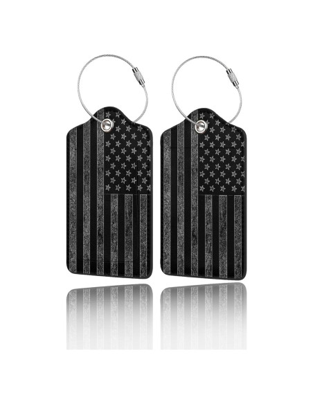 Etiquetas de Equipaje GACCAP 2 Pcs Cuero Negro Gris Etiquetas de Equipaje GACCAP 2 Pcs Cuero Negro Gris