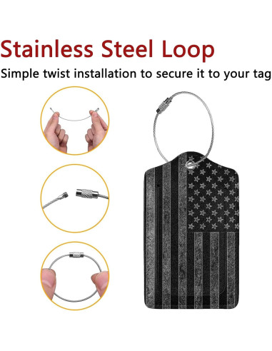 Etiquetas de Equipaje GACCAP 2 Pcs Cuero Negro Gris