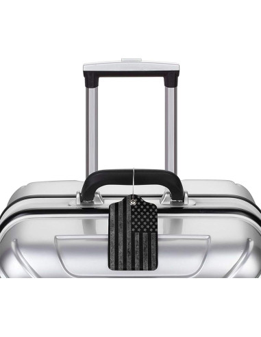 Etiquetas de Equipaje GACCAP 2 Pcs Cuero Negro Gris