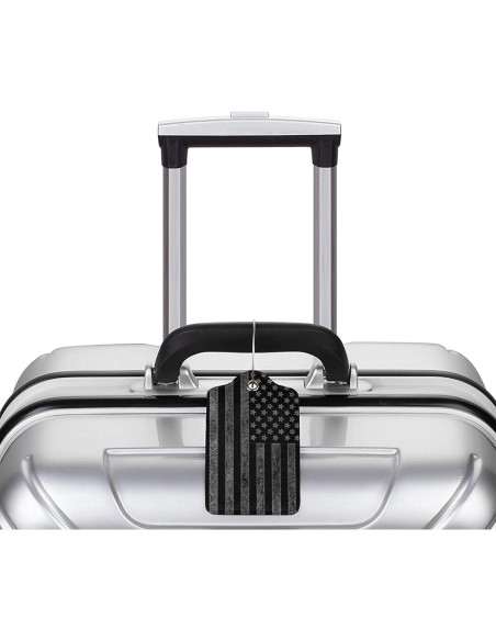 Etiquetas de Equipaje GACCAP 2 Pcs Cuero Negro Gris Etiquetas de Equipaje GACCAP 2 Pcs Cuero Negro Gris