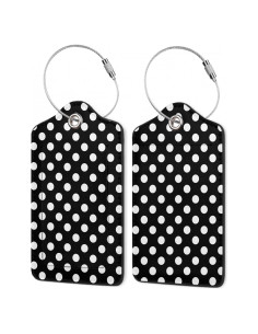 Etiquetas de Equipaje Gearsly Lunares Negros y Blancos 2 Pcs