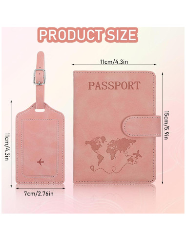 Portapasaportes de cuero PU LLOUSSAK rosa con bloqueo RFID