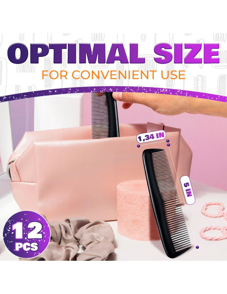 12 Peines de Bolsillo DIMROM - Peines Desechables Negros