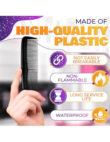 12 Peines de Bolsillo DIMROM - Peines Desechables Negros