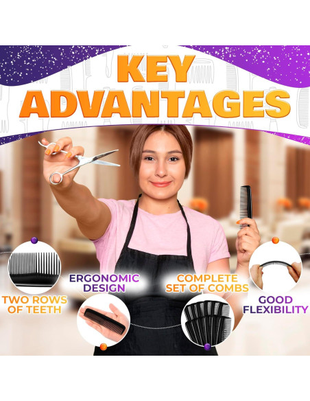 12 Peines de Bolsillo DIMROM - Peines Desechables Negros