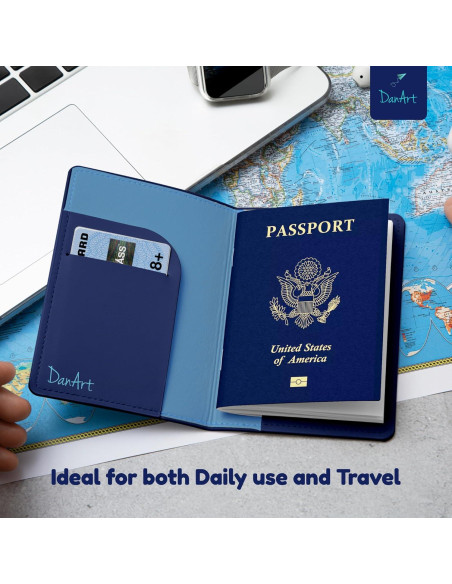 Funda Protectora de Pasaporte DanArt Azul Marino Delgado