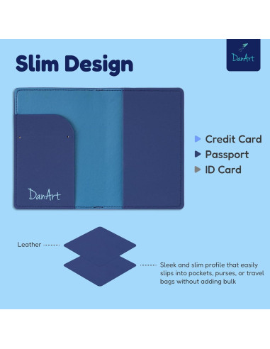 Funda Protectora de Pasaporte DanArt Azul Marino Delgado
