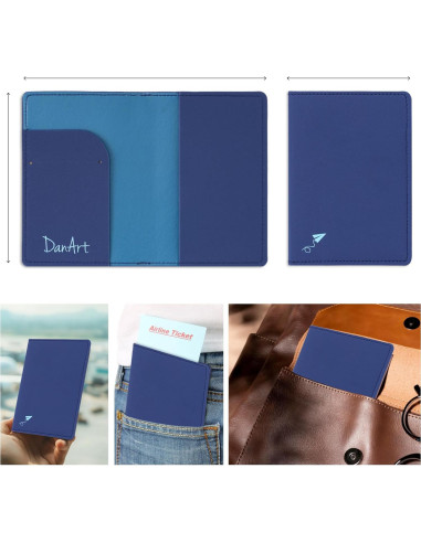 Funda Protectora de Pasaporte DanArt Azul Marino Delgado