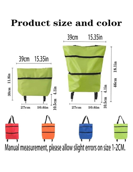Carrito de Compras Plegable TNRAADREM Verde 2 en 1 0.37 kg