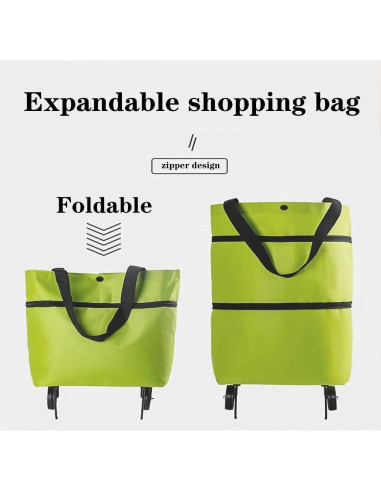 Carrito de Compras Plegable TNRAADREM Verde 2 en 1 0.37 kg