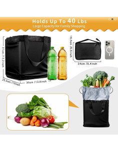 Bolsa de Compras Reutilizable Nylon Impermeable 33x25.4x30.5 cm 2