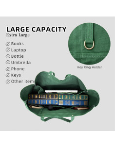 Bolsa de Lona Extra Grande Verde Menta 55x35x20 cm Resistente 2