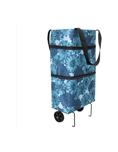 Bolsa de Compras Plegable con Ruedas Vyooxcy Azul 40x15x46 cm