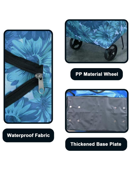 Bolsa de Compras Plegable con Ruedas Vyooxcy Azul 40x15x46 cm