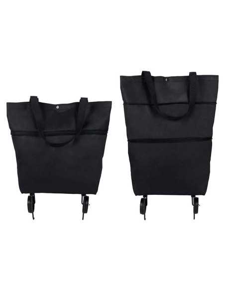 Carrito de Compras Plegable Vensivy Negro 2 en 1 con Ruedas
