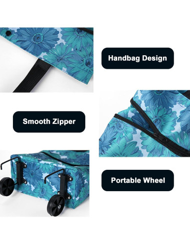 Bolsa de Compras Plegable con Ruedas Vyooxcy Azul 40x15x46 cm