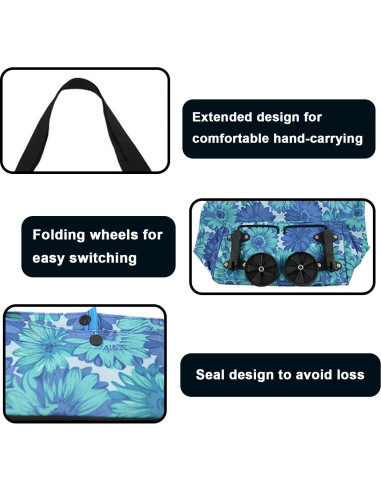 Bolsa de Compras Plegable con Ruedas Vyooxcy Azul 40x15x46 cm