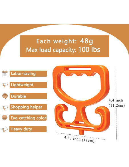 Porta Bolsas de Compras Phininia Naranja 2 Piezas Soporta 45kg