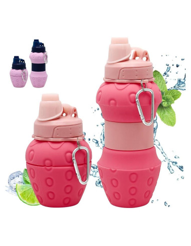 Botella de Agua Plegable WATMHHJQ 500ml a Prueba de Fugas