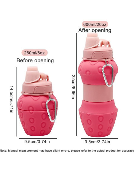 Botella de Agua Plegable WATMHHJQ 500ml a Prueba de Fugas