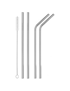 Juego de 4 popotes de metal BNYD acero inoxidable reutilizables
