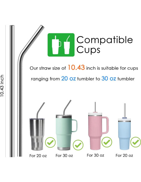 Popotes Reutilizables de Acero Inoxidable MCYXX para Tazas 20/30 Oz