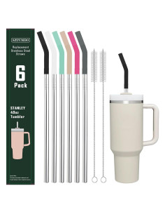 Paquete de 6 Pajitas Reutilizables de Acero Inoxidable Sztumbo