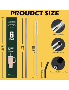 Paquete de 6 Pajitas Reutilizables de Acero Inoxidable Sztumbo 2