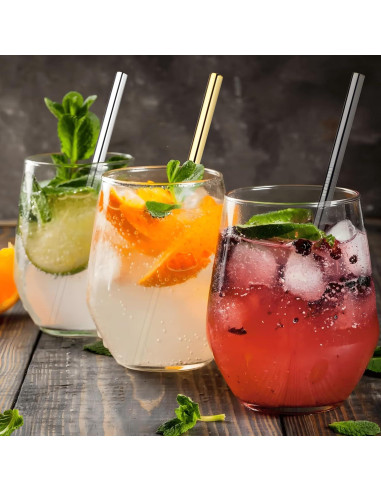 Paquete de 6 Pajitas Reutilizables de Acero Inoxidable Sztumbo