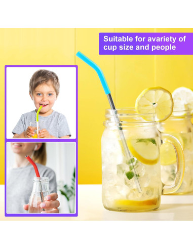 6 Puntas de Silicona para Popotes de Metal HINZIC 8mm Ecológicas