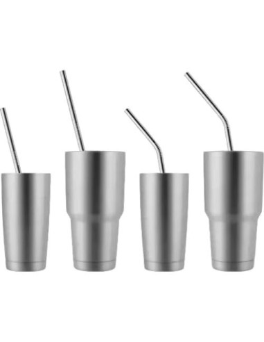Paquete de 12 Pajitas Reutilizables Vyntage de Acero Inoxidable